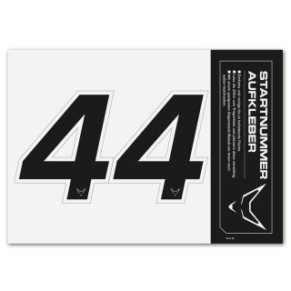 Race Number Sticker, set of 2, black, # 4