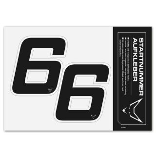Race Number Sticker, set of 2, black, # 6