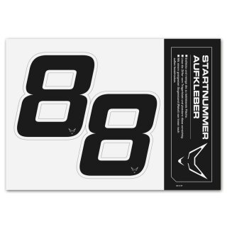 Race Number Sticker, set of 2, black, # 8
