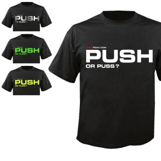 RACEFOXX U-Neck T-Shirt MEN, schwarz, Push or puss?