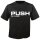 RACEFOXX U-Neck T-Shirt MEN, black, "Push or puss", white, size L