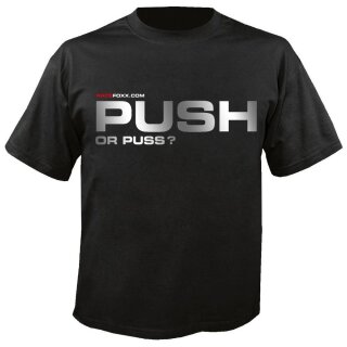 RACEFOXX U-Neck T-Shirt MEN, black, "Push or puss", silver, size XXXL
