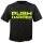 RACEFOXX U-Neck T-Shirt MEN, black, "Push harder", neon yellow, size L