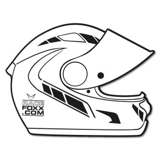 Aufkleber Helm, 2 Stück, weiß mit Racefoxx Logo