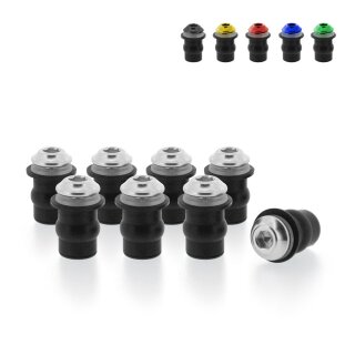 Windshield Bolts with Rubber Nuts, anodized colours, set of 8