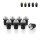 Windshield Bolts with Rubber Nuts, anodized colours, set of 8