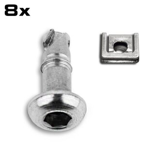Hex Head Fasteners, Tallow-Drop 14 mm, Steel, silver, Set of 8 with Clips