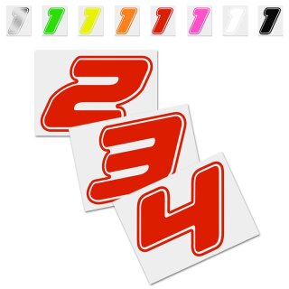 Race Number Sticker, set of 2, font Assen, various colours
