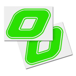 Race Number Sticker, set of 2,  font Assen, # 0 green