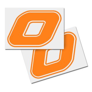 Race Number Sticker, set of 2, font Assen, # 0 orange