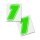 Race Number Sticker, set of 2, font  Assen, # 1 green