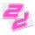 Race Number Sticker, set of 2, font  Assen, # 2 pink