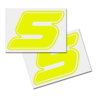 Race Number Sticker, set of 2, font Assen, # 5 yellow