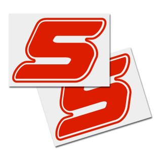 Race Number Sticker, set of 2, font  Assen, # 5 red