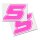 Race Number Sticker, set of 2, font  Assen, # 5 pink