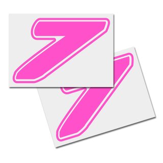 Race Number Sticker, set of 2, font Assen, # 7 pink