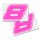 Race Number Sticker, set of 2, font  Assen, # 8 pink