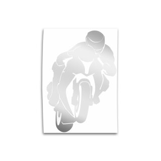 Biker Car Decal Sticker, design 1, silver